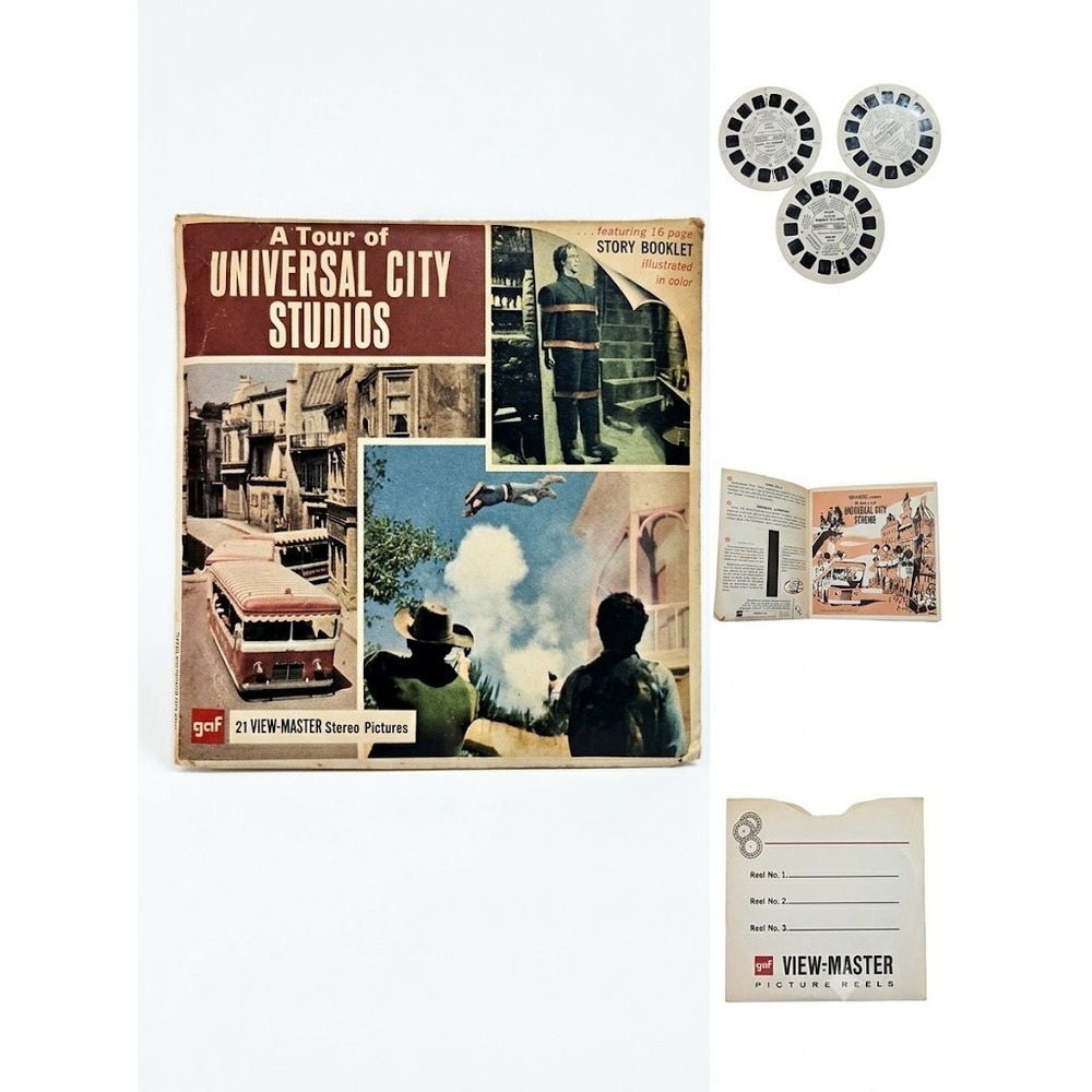 Vintage GAF View Master Universal City Studios 3 Reel Set B477 USA Made Complete